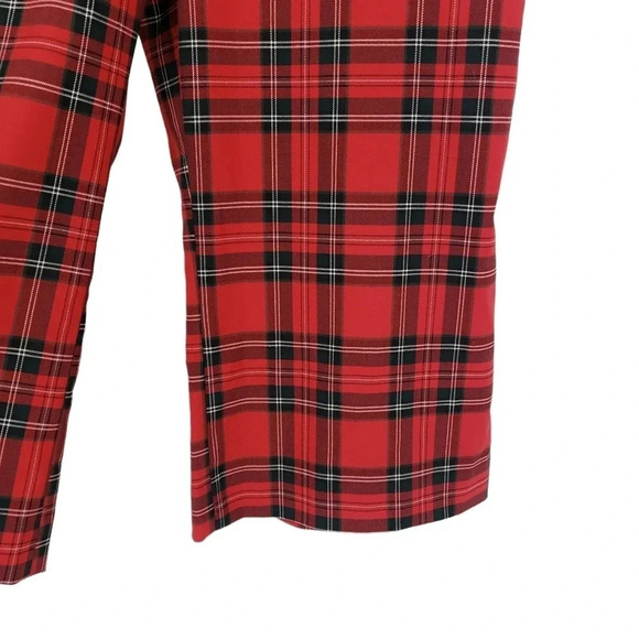 Alex Marie Wide Crop Pants Rebecca Holiday Plaid Tartan High Rise Belt Capri - Picture 3 of 6